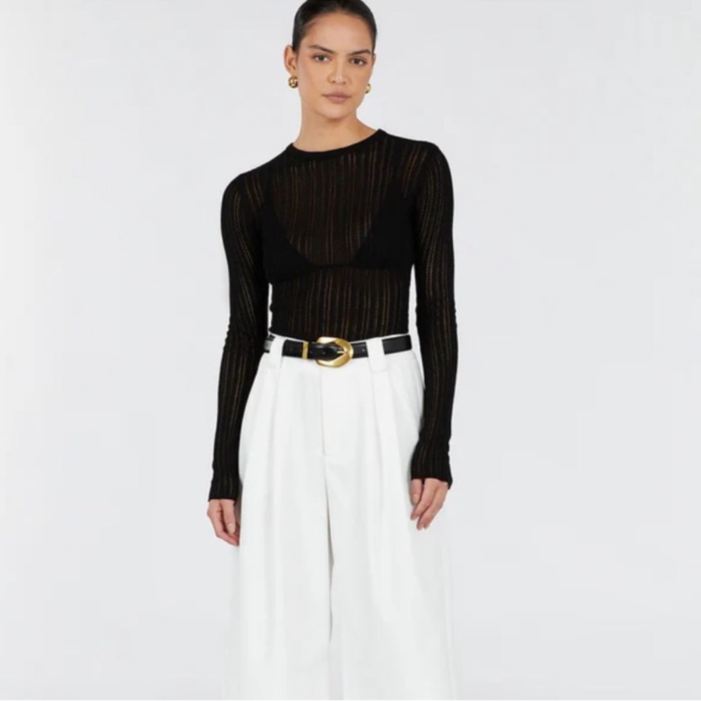 DISSH Ella Sheer Ribbed Long Sleeve Top